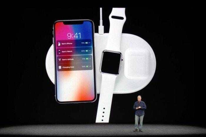 Apple iPhone и умные часы на зарядной платформе AirPower