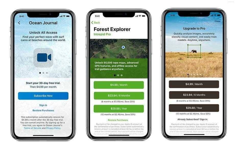 Apple ужесточила правила для платных подписок 3 Экраны iPhone с названиями приложений подписок