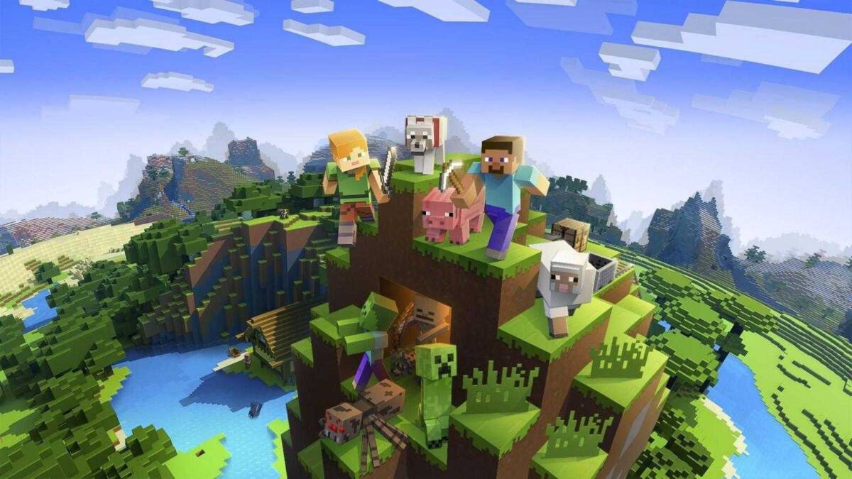 Лучшие игры на PlayStation 4 в 2019 году 17 Изображение из игры Minecraft на PlayStation 4 с пиксельными персонажами и ландшафтом