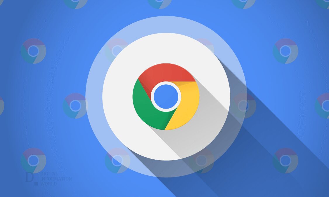 Иконка браузера Google Chrome на синем фоне с тенью