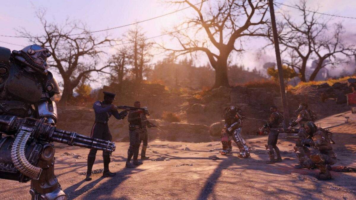Боевые игроки в Fallout 76 с винтовками и бронированием
