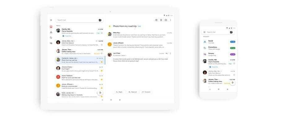 Google обновила дизайн мобильного приложения Gmail 5 Обновленный дизайн мобильного приложения Gmail на смартфоне