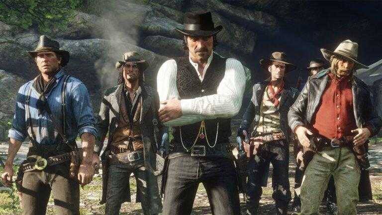 Лучшие игры на PlayStation 4 в 2019 году 13 Группа персонажей вестерна на природе с оружием