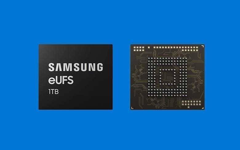 Карта памяти Samsung eUFS 1 ТБ и чип памяти