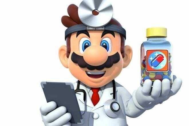 Игра Dr. Mario World от Nintendo выйдет на iOS и Android летом 5 Доктор Марио в аптеке держит таблетку и планшет