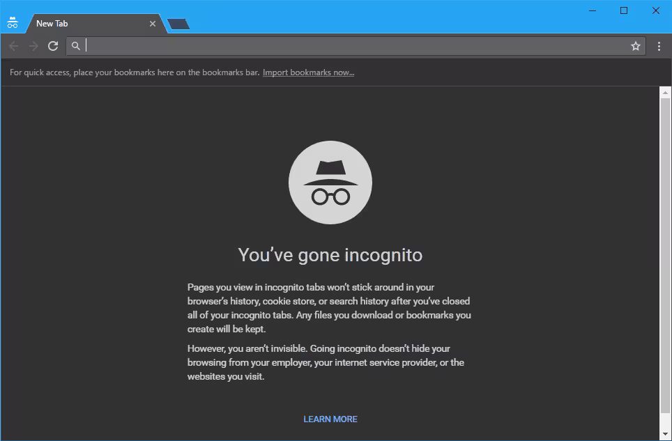 Новая функция Chrome не позволит веб-сайтам блокировать режим инкогнито 2 Chrome Incognito window with dark theme