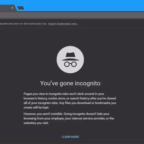 Chrome Incognito window with dark theme
