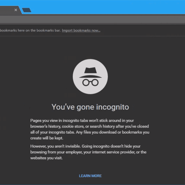 Chrome Incognito window with dark theme