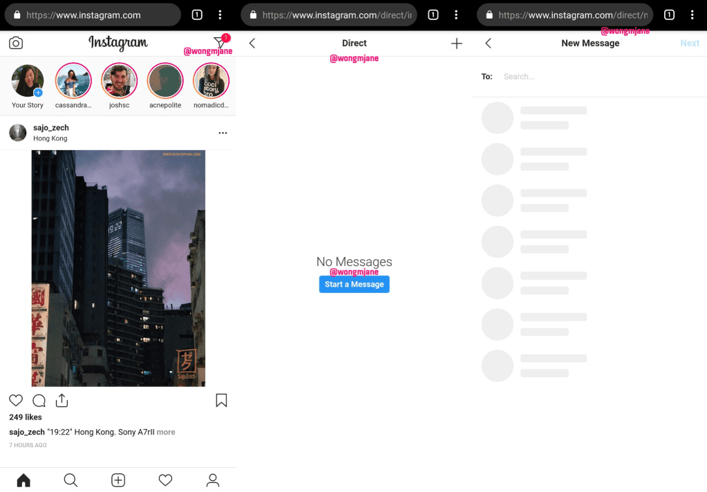 Instagram тестирует личные сообщения в браузере 3 Screen Shot 2019 02 12 at 2.27.07 PM.0 1