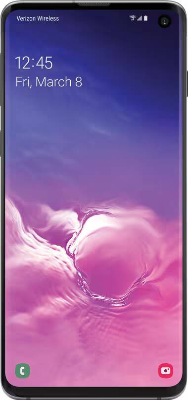 Экран Samsung Galaxy S10 с интерфейсом и датчиками