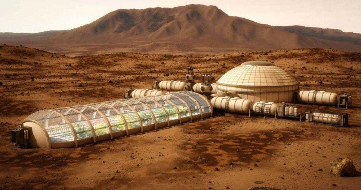 Колония на Марсе с куполообразными жилыми модулями