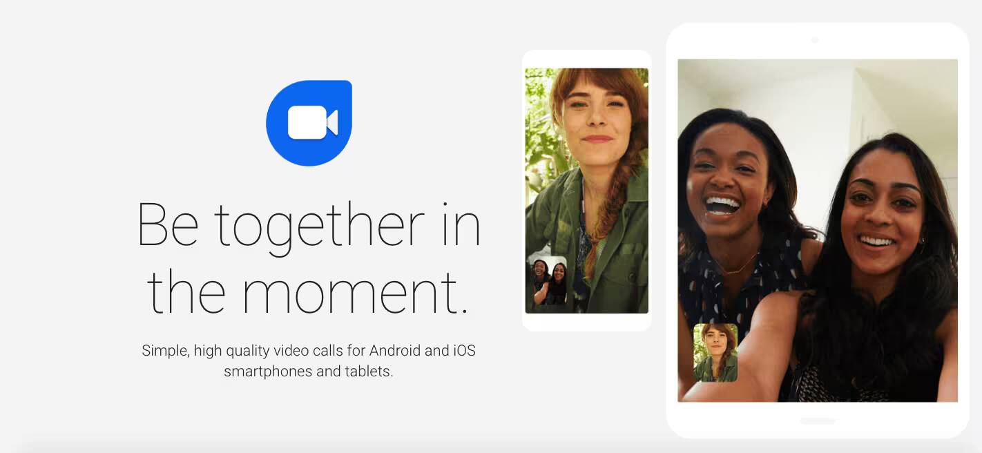 Экран компьютера и смартфонов с видеозвонками Google Duo