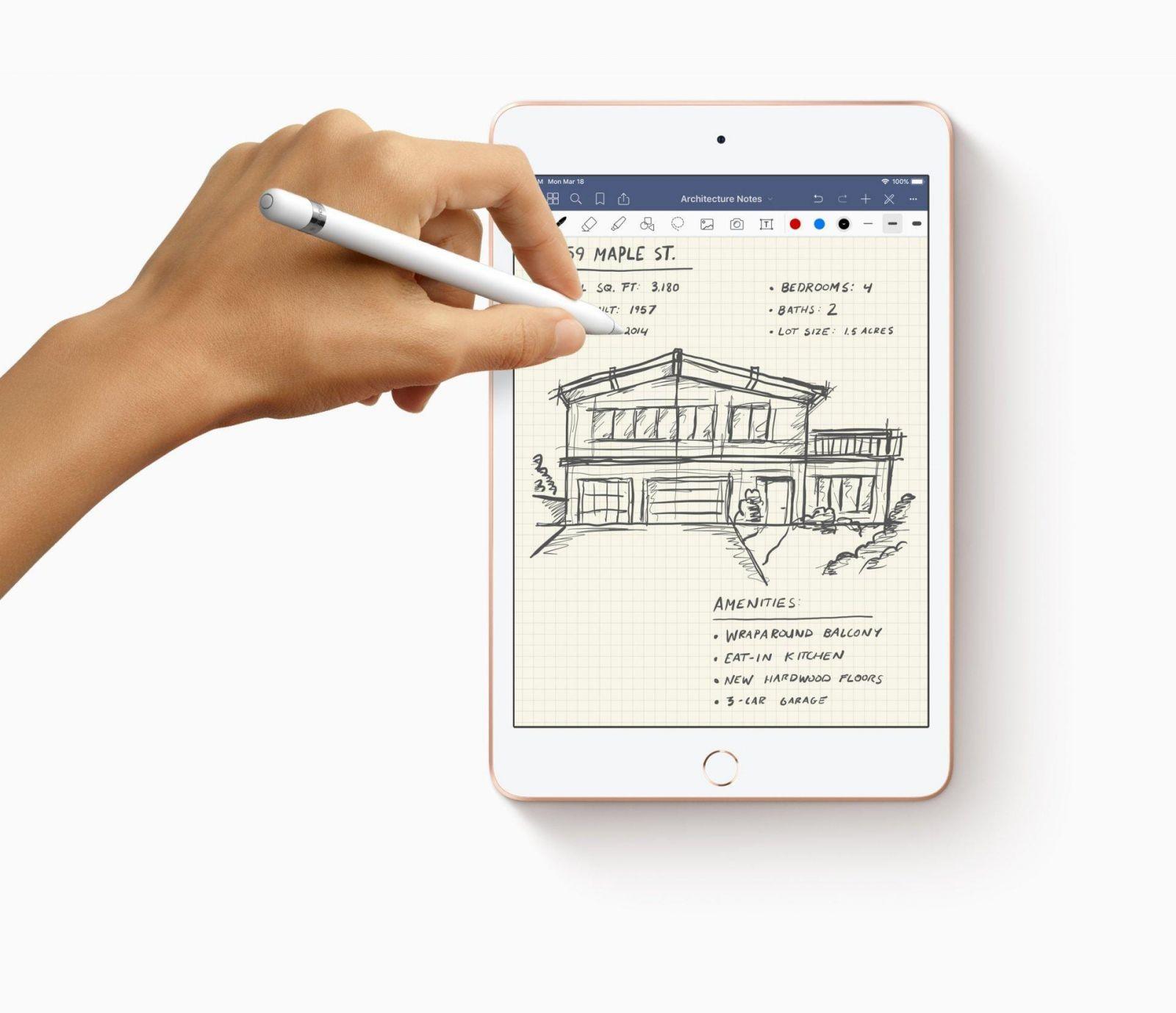 new ipad mini apple pencil with hands drawing 03162019