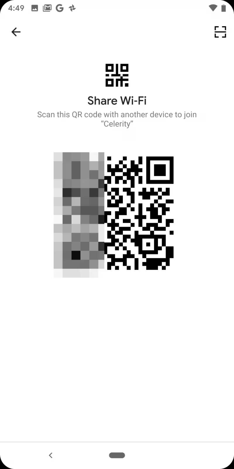 QR-код для обмена Wi-Fi с iPhone 11 Plus