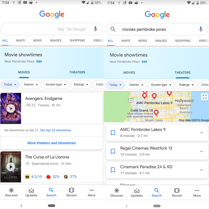 Google обновила карточки результатов поиска: Material Design, дополнительная информация и больше вкладок 8 new cards for movies and theater showtimes
