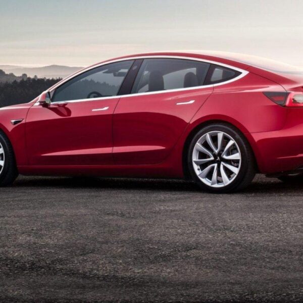 red tesla model 3 sunset e1549437553845