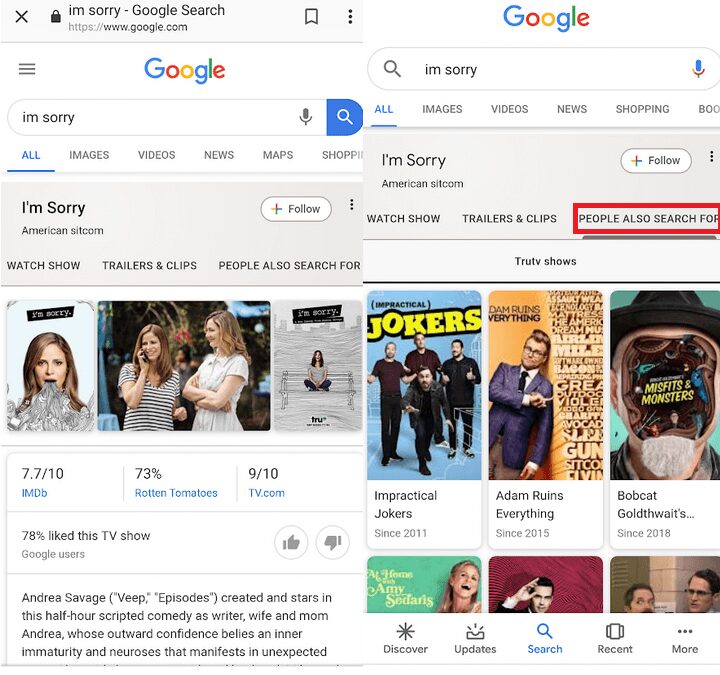 see what shows and movies people are searching for that are related to your search