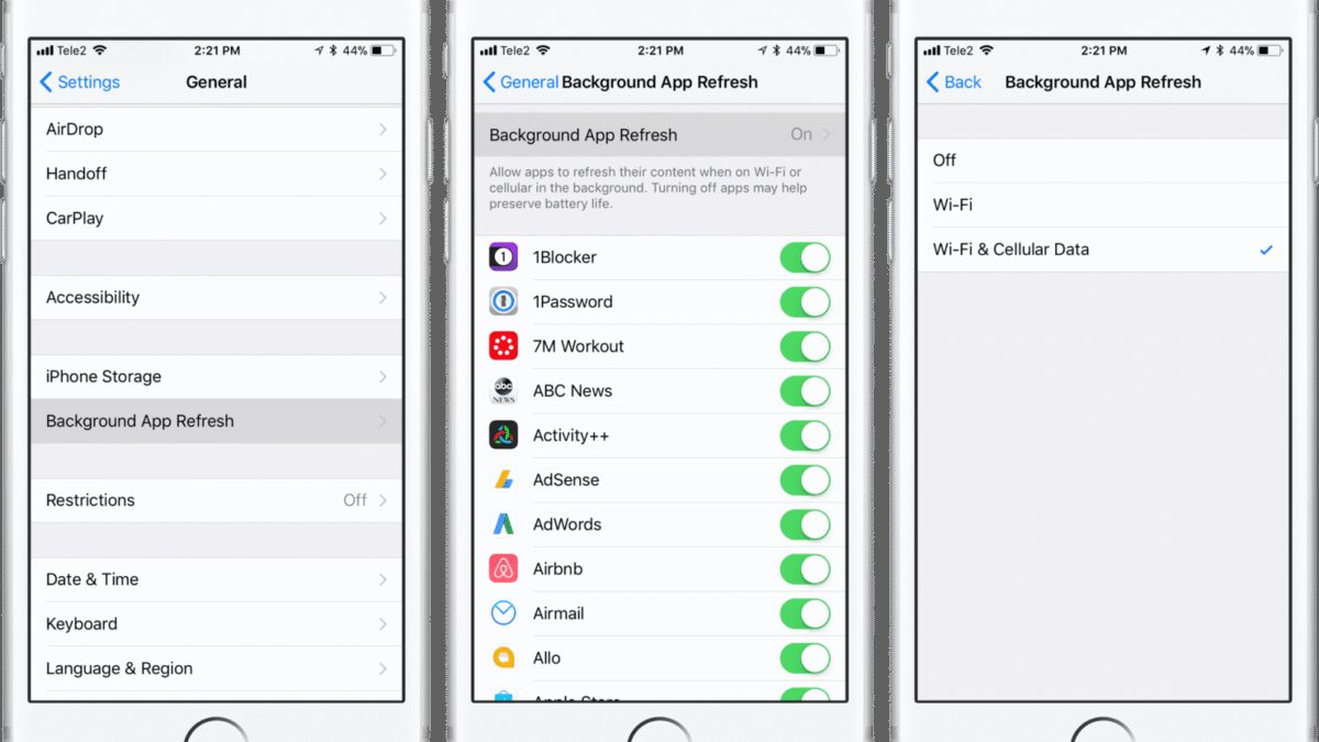 ios 11 settings general background app refresh