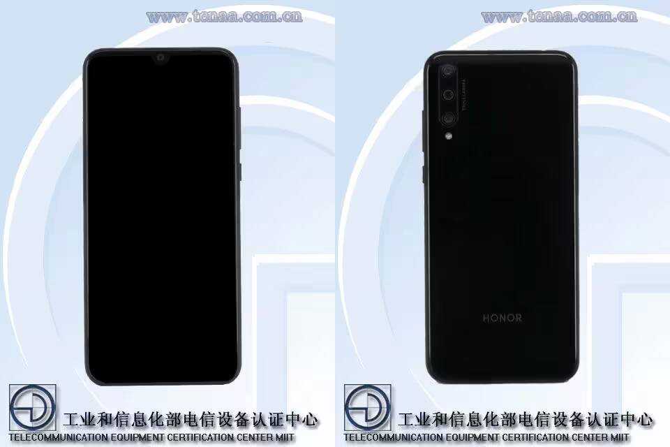 Черный смартфон Honor 20 lite фронтальная и задняя стороны