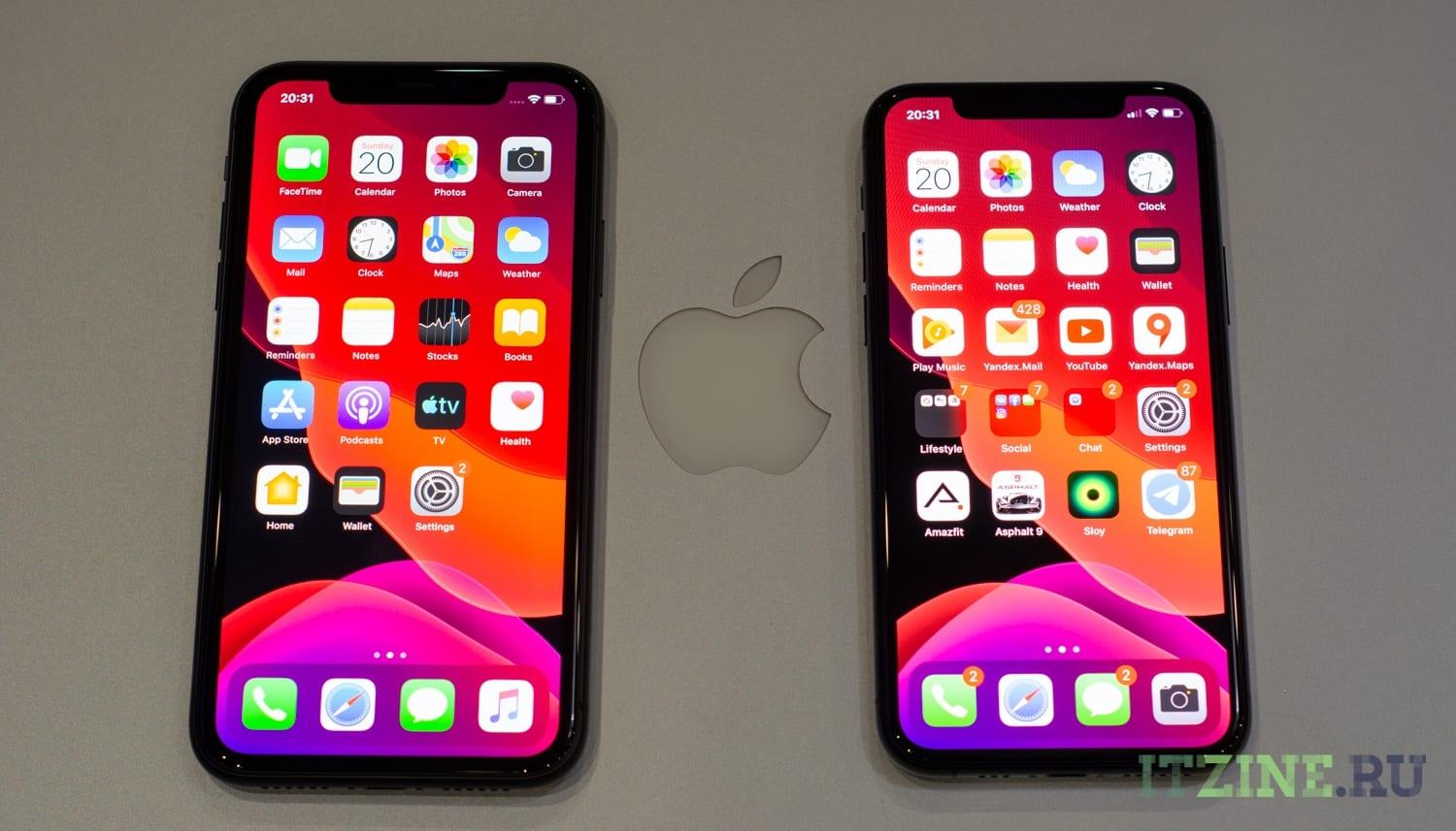 Сравнительный обзор iPhone 11 и iPhone 11 Pro. Какой выбрать? 31 Ещё одна красивая фотография экранов iPhone