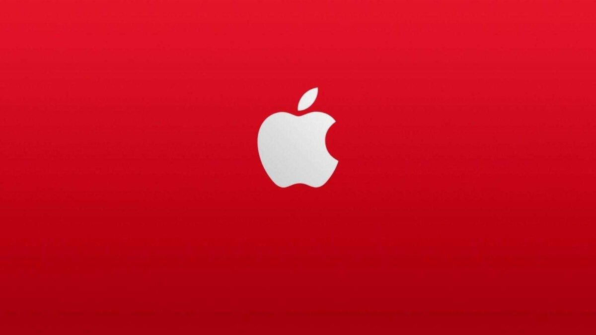 apple logo red background minimalism stylish apple art scaled 1