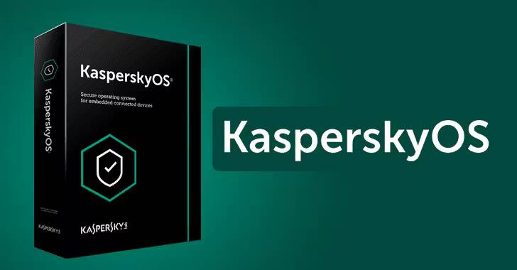 Коробка с логотипом KasperskyOS и защитным символом крупным планом