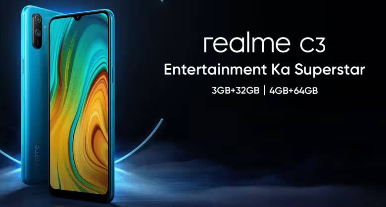 Рендер смартфона Realme C3 сзади и спереди