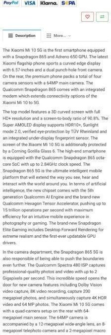 Рассекречены характеристики и цена смартфона Xiaomi Mi10 5 xiaomi mi 10 specs and pricing leak 2 224x1030 1