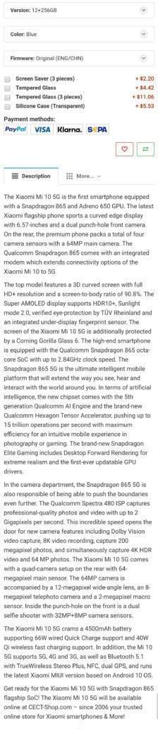 Рассекречены характеристики и цена смартфона Xiaomi Mi10 5 xiaomi mi 10 specs and pricing leak 2 224x1030 1