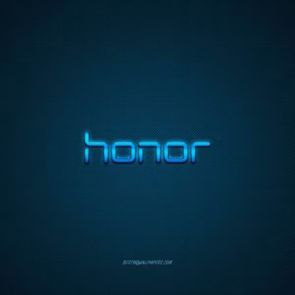 honor logo blue shiny logo honor metal emblem wallpaper for honor smartphones blue carbon fiber texture scaled 1