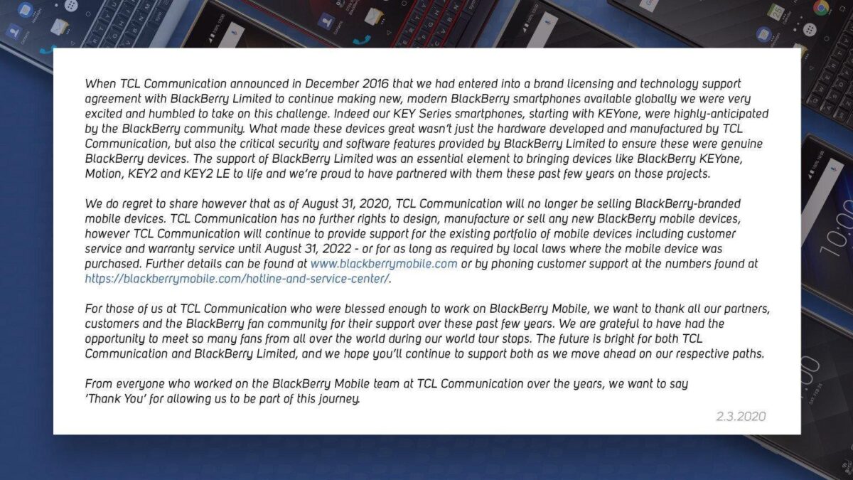 tcl blackberry note