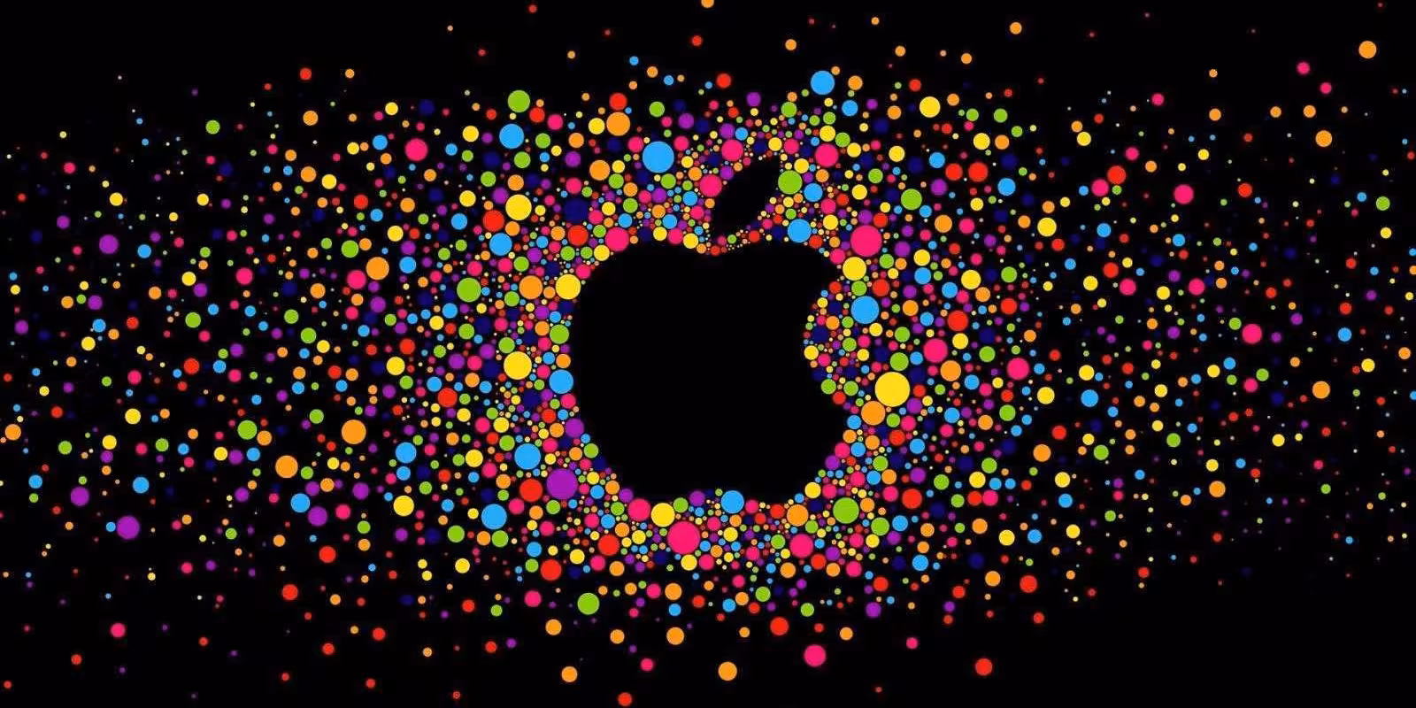 15 159256 colorful circles with black background and apple logo