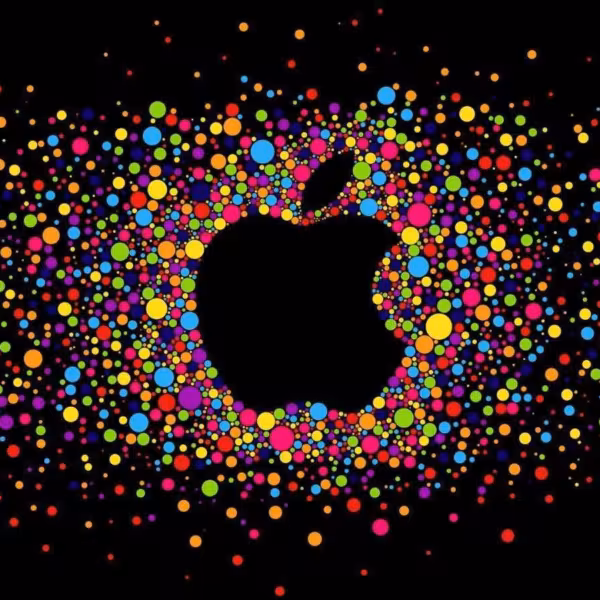 15 159256 colorful circles with black background and apple logo
