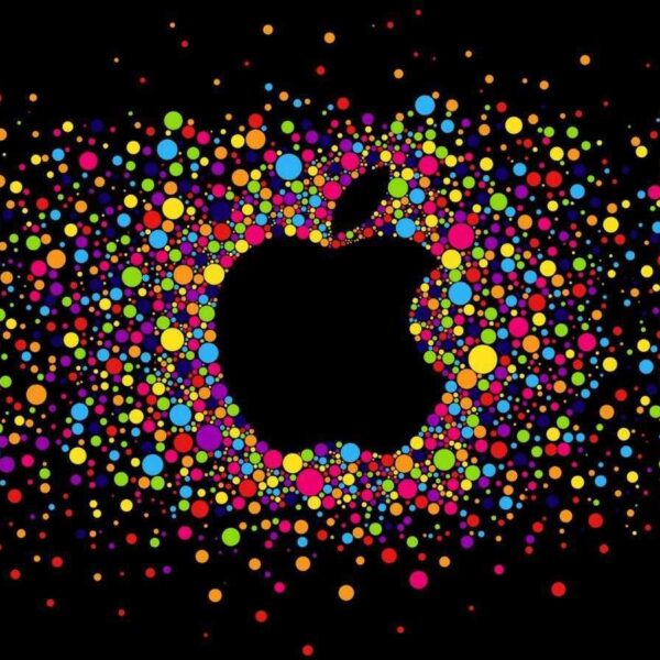 15 159256 colorful circles with black background and apple logo