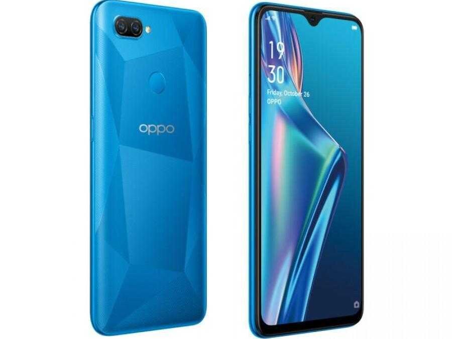 Синий смартфон Oppo с двойной камерой и сенсорным отпечатком