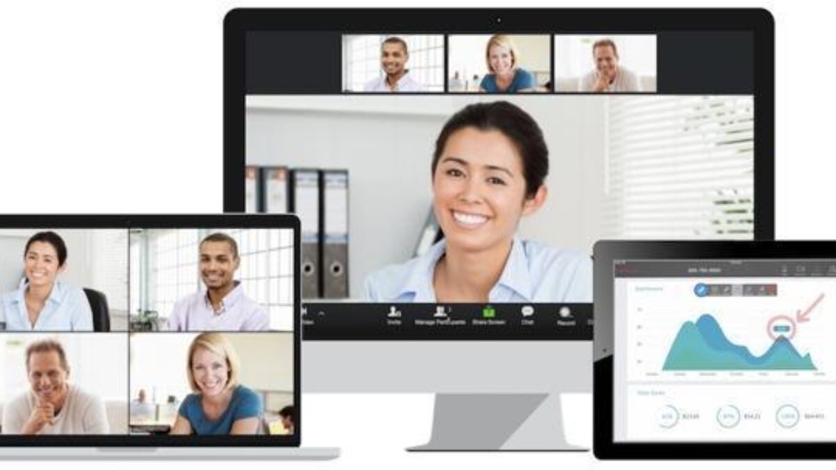 Экран компьютера планшета и смартфона с интерфейсом Zoom 5.0