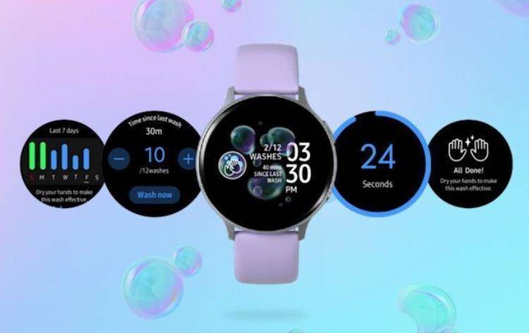 Новое приложение для Galaxy Watch напомнит о необходимости помыть руки 3 Интерфейс умных часов Samsung Galaxy Fold 2 с таймером и графиками использования