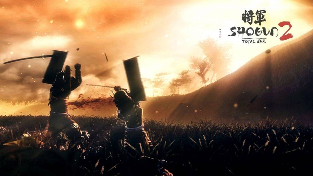 Эпическая битва в игре Total War Shogun 2 на фоне заката