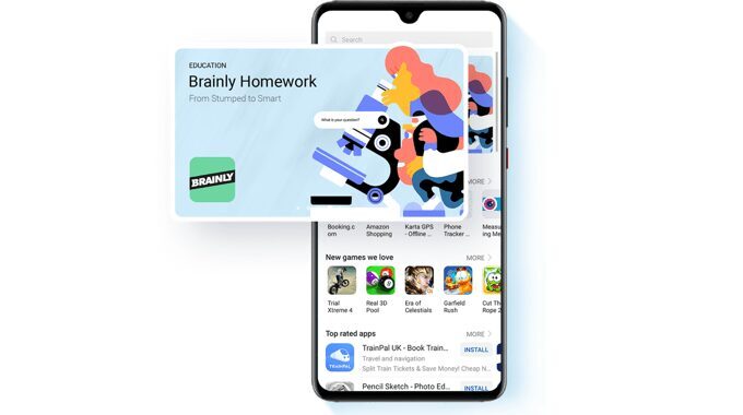 Экран смартфона iPhone SE с приложением Brainly и рекламным баннером