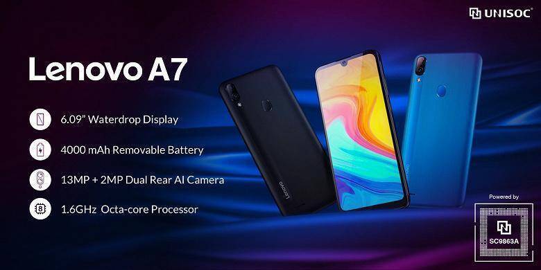 Lenovo представила бюджетный смартфон Lenovo A7 3 Изображены задняя и передняя панели Lenovo A7 с дисплеем