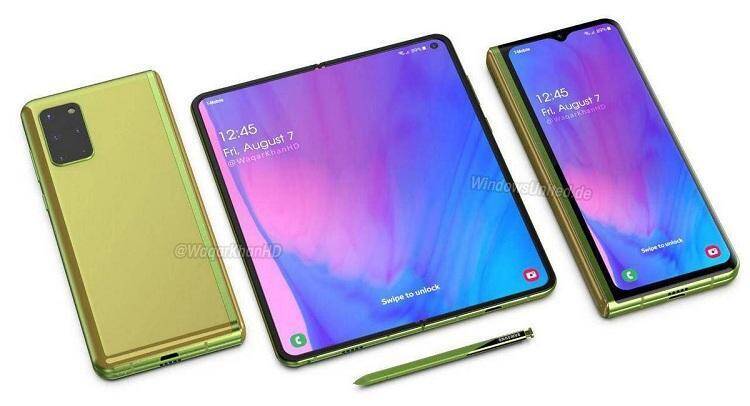 Раскрыты подробности о дисплее складного смартфона Samsung Galaxy Fold 2 3 Складной смартфон Samsung Galaxy Fold 2 с ярким зеленым корпусом и стилусом на столе