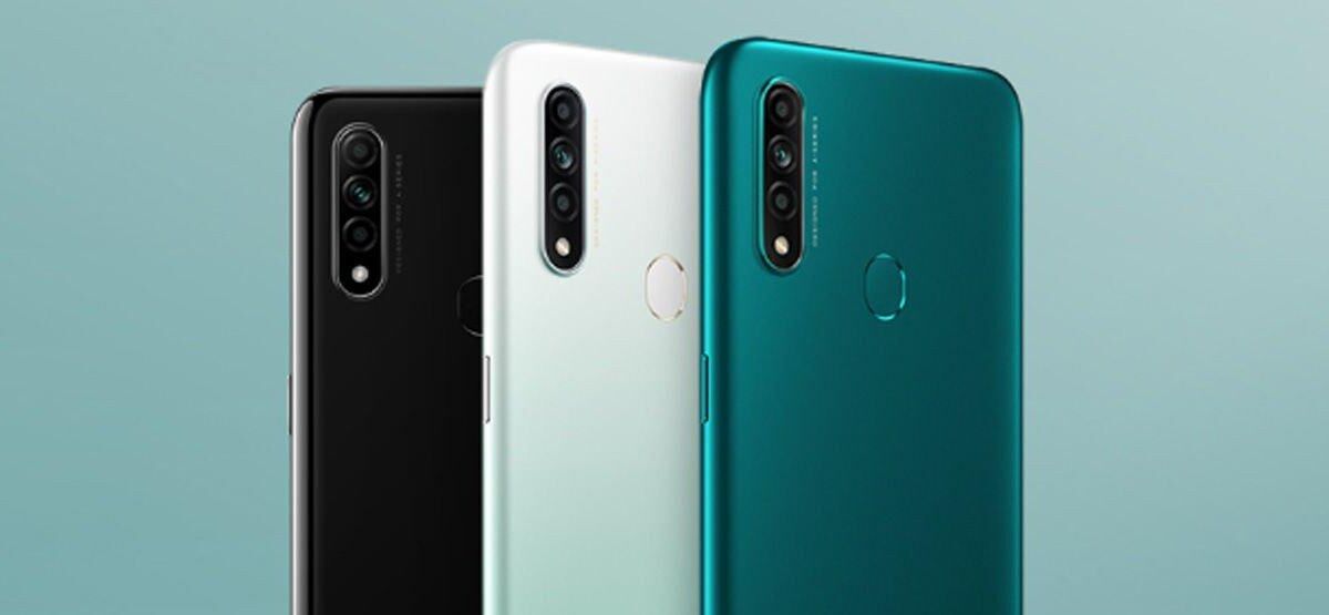 Задняя панель Oppo A12 с тремя камерами и сканером отпечатков