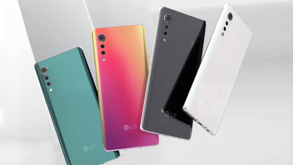 Четыре цветных смартфона LG Velvet с камерой и задним дизайном