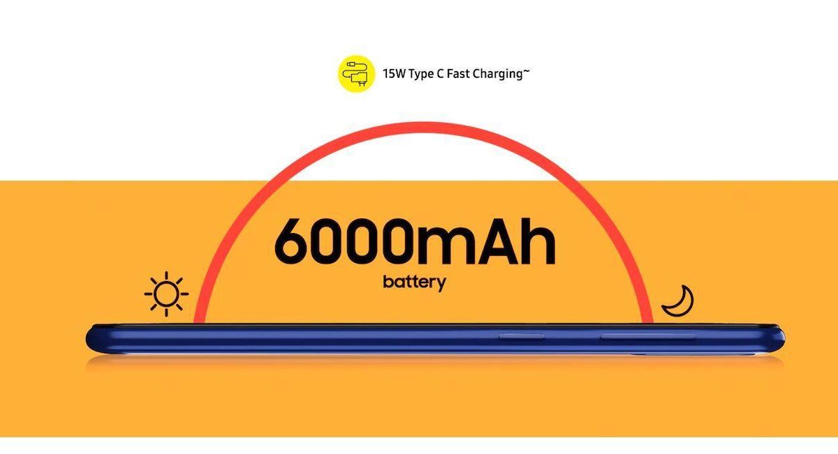 Батарея Samsung Galaxy M21 с емкостью 6000мАч и быстрой зарядкой на 15Вт