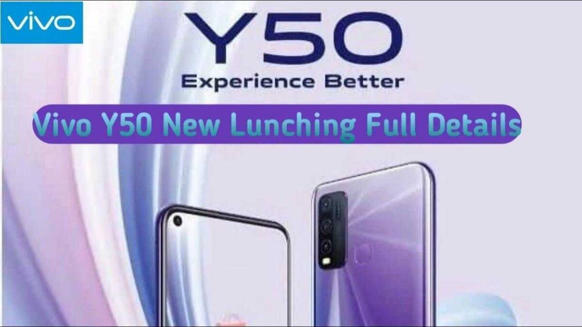Объявление о новом смартфоне Vivo Y50 с задней камерой и дисплеем