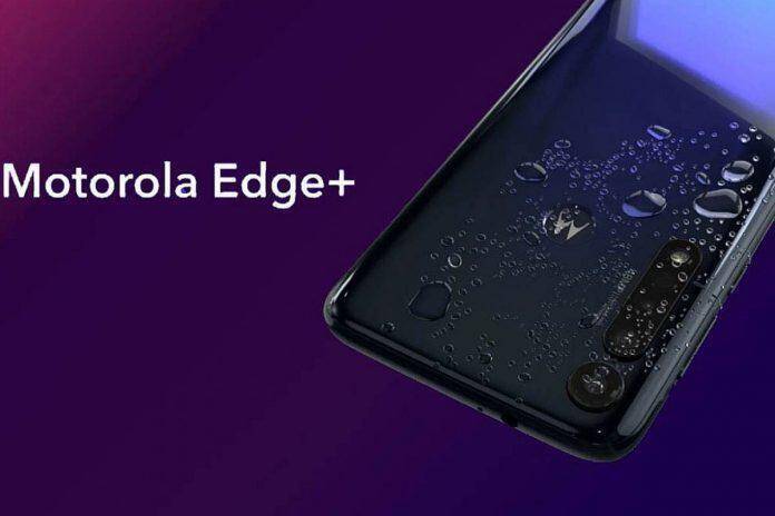 Motorola недавно объявила, что представит Motorola Edge 5G 5 Задняя часть смартфона Motorola Edge+ с водяными каплями