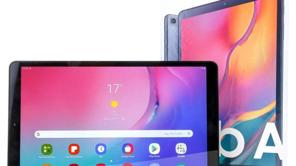 Планшет Samsung Galaxy Tab A с ярким экраном и домашней страницей
