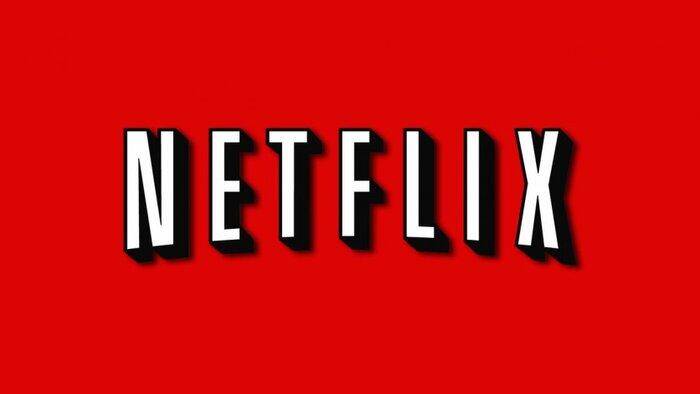 Красный фон с логотипом Netflix, крупное белое название