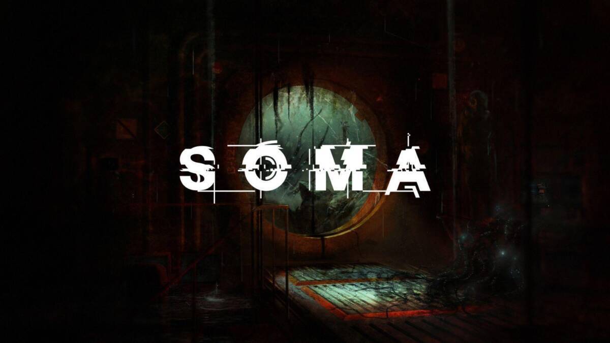 Фон в стиле хоррор игры SOMA с разбитым экраном