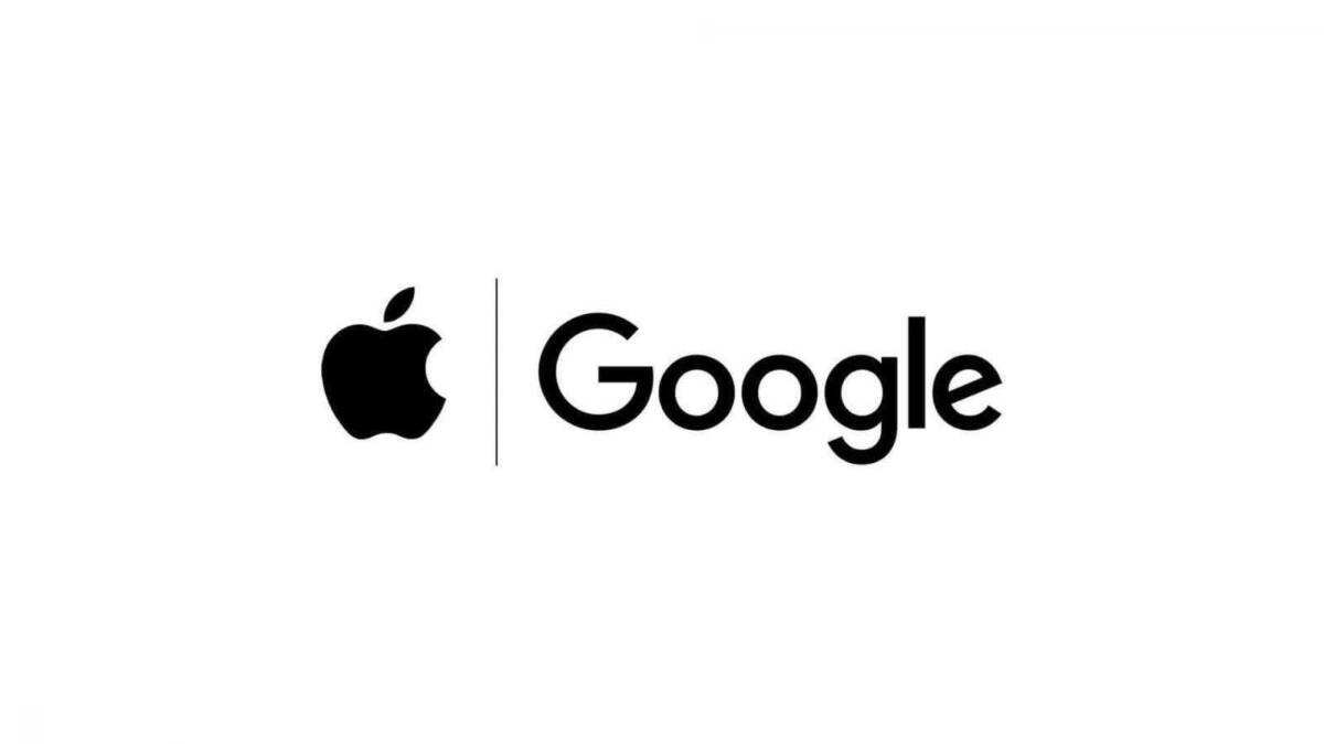 Google и Apple совместно борются с пандемией 6 Черно-белое изображение логотипов Apple и Google разделённых линией
